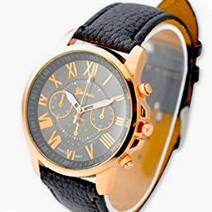 Black leather quartz movement watch $18 each or bundle 2 for $30
